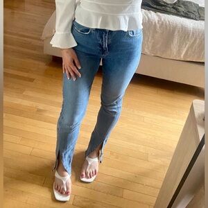 Zara Light Blue Straight Cut Jeans with Slit size 4